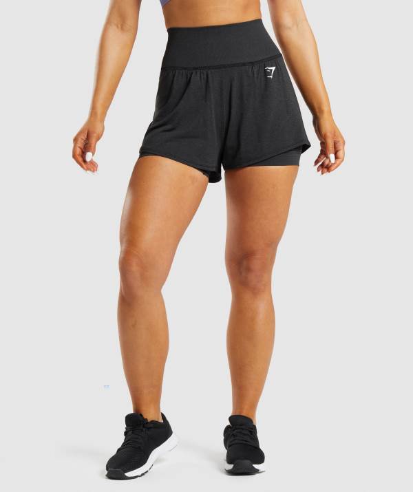 Damske Šortky Gymshark Vital Seamless 2.0 2-in-1 Čierne | OW3569712